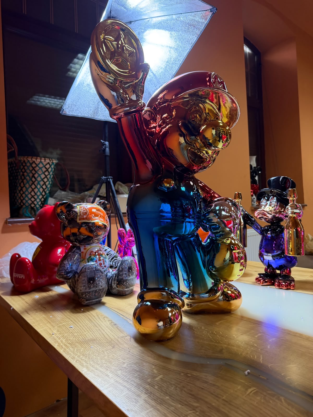 Chrome plumber sculpture
