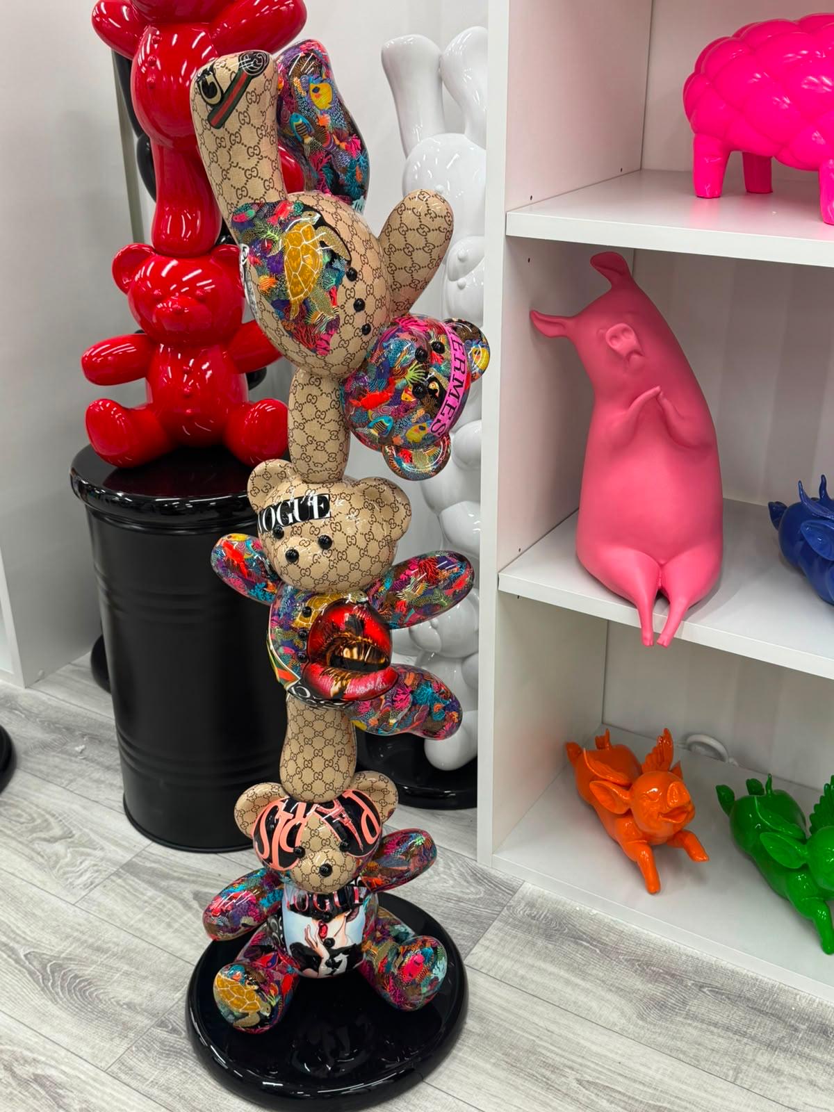 Stacked bears totem sculpture