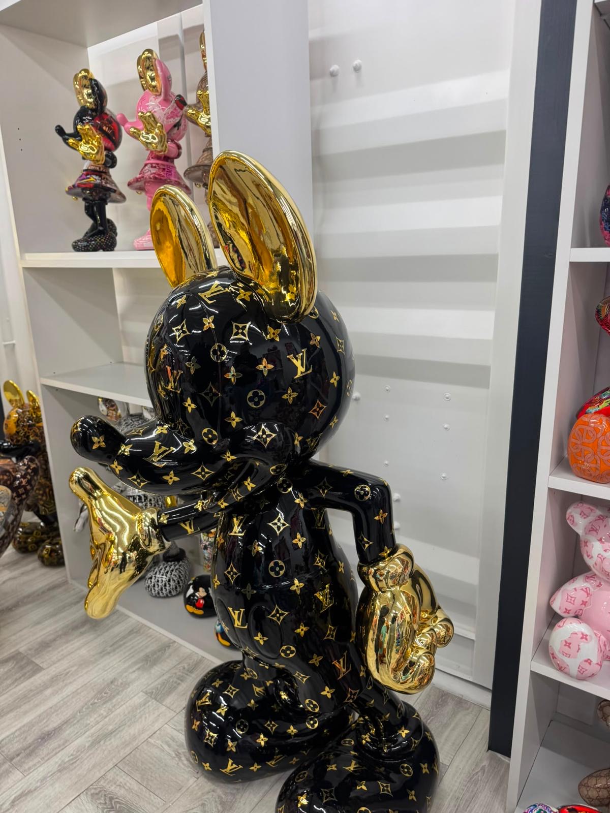 Black & gold monogram mouse sculpture